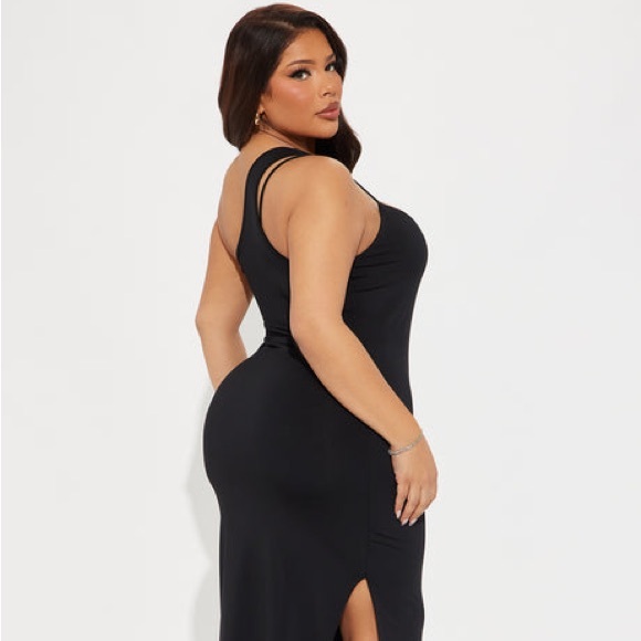 ~Elegant One-Shoulder Black Bust Lined Evening Dress~ - Picture 6 of 15